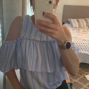 Sweet Wonderer boho cold shoulder ruffle blouse